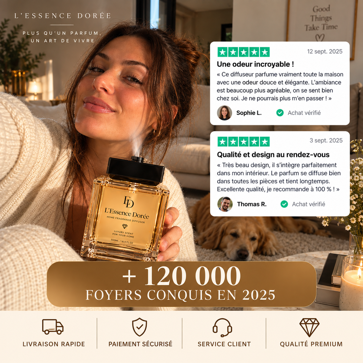 Diffuseur de Brume Parfumée L'Essence Dorée — 500 ml