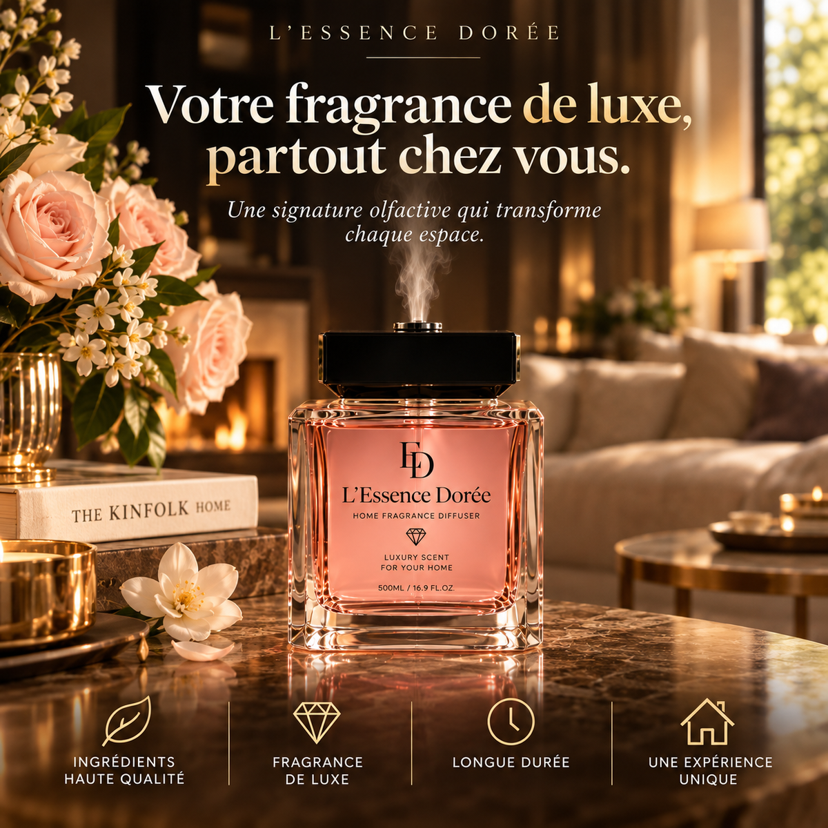 Diffuseur de Brume Parfumée L'Essence Dorée — 500 ml